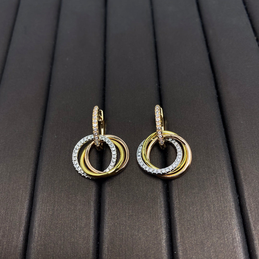 [Dawnora Jewelry]TRINITY EARRINGS GOLD DIAMOND