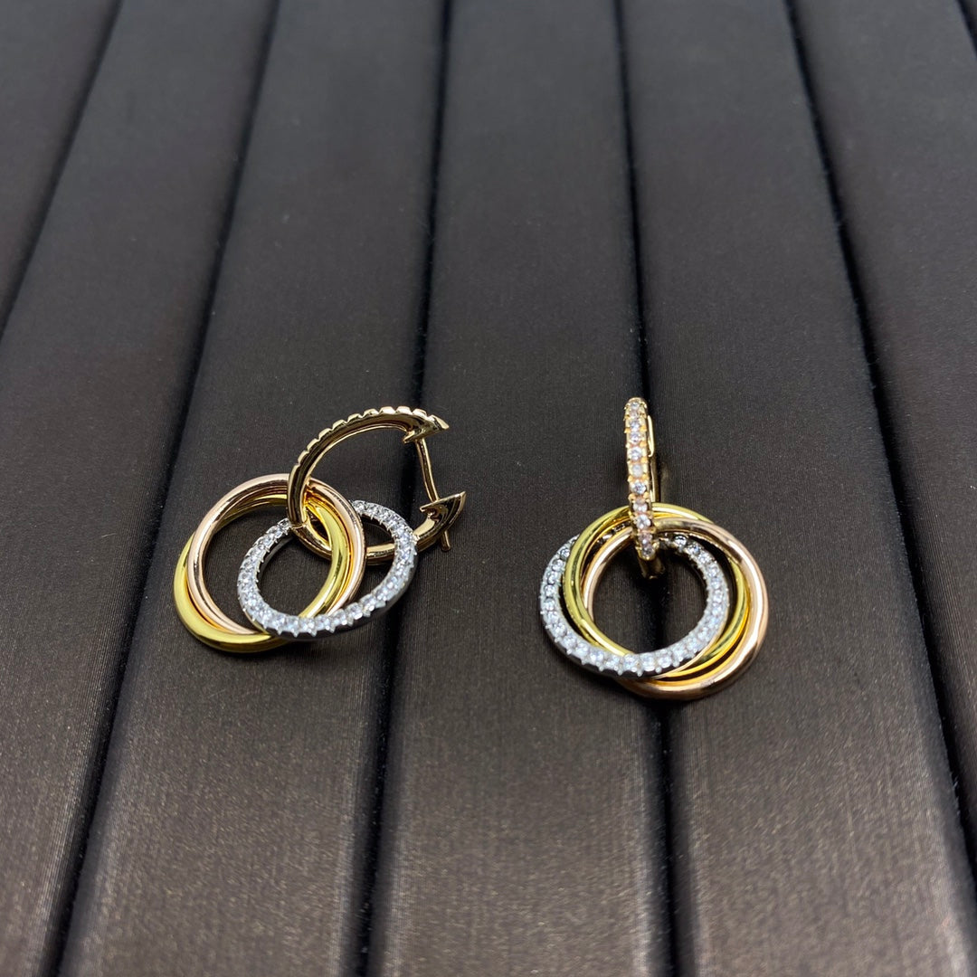 [Dawnora Jewelry]TRINITY EARRINGS GOLD DIAMOND