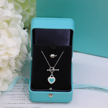 [Dawnora Jewelry]DOUBLE HEART BLUE NECKLACE