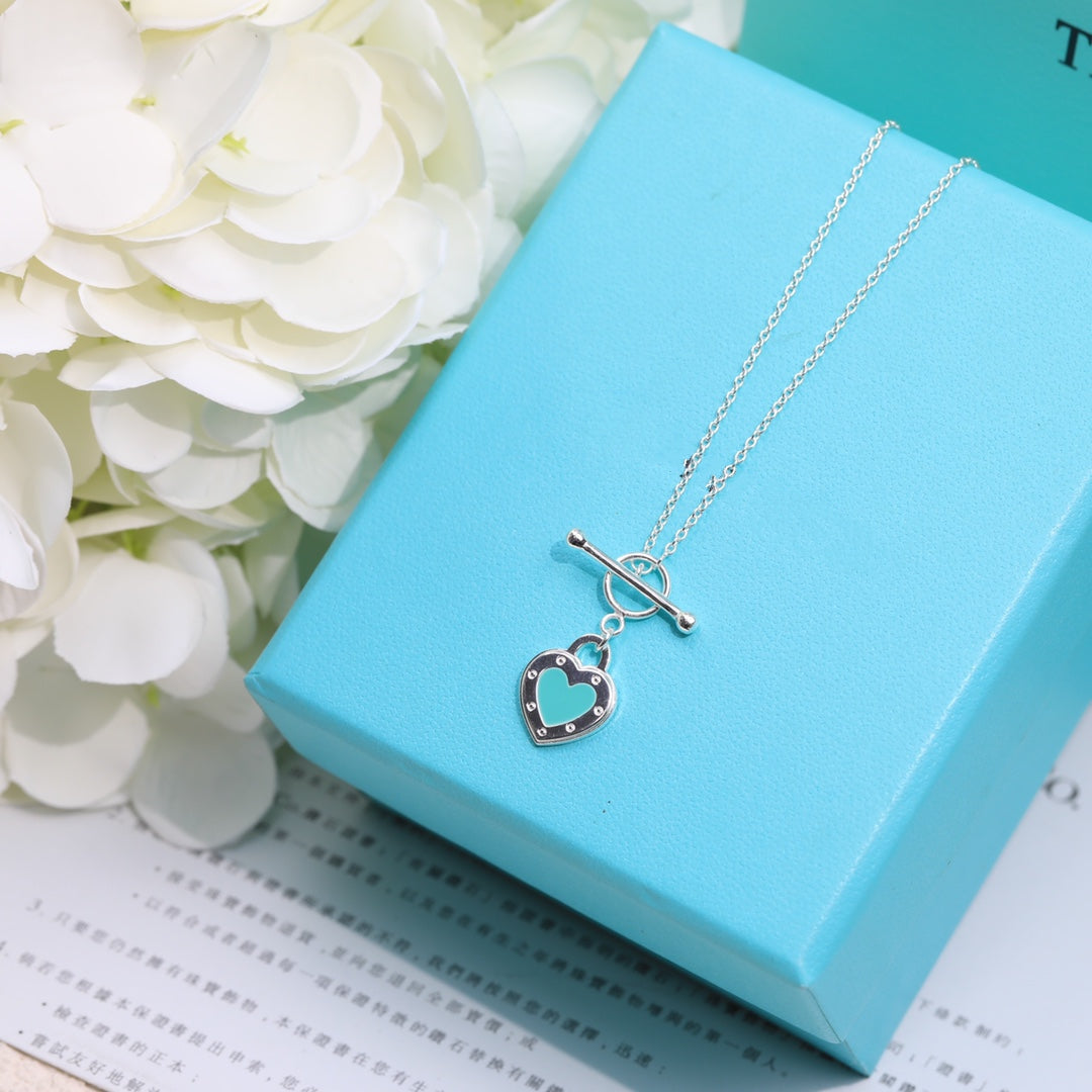 [Dawnora Jewelry]DOUBLE HEART BLUE NECKLACE