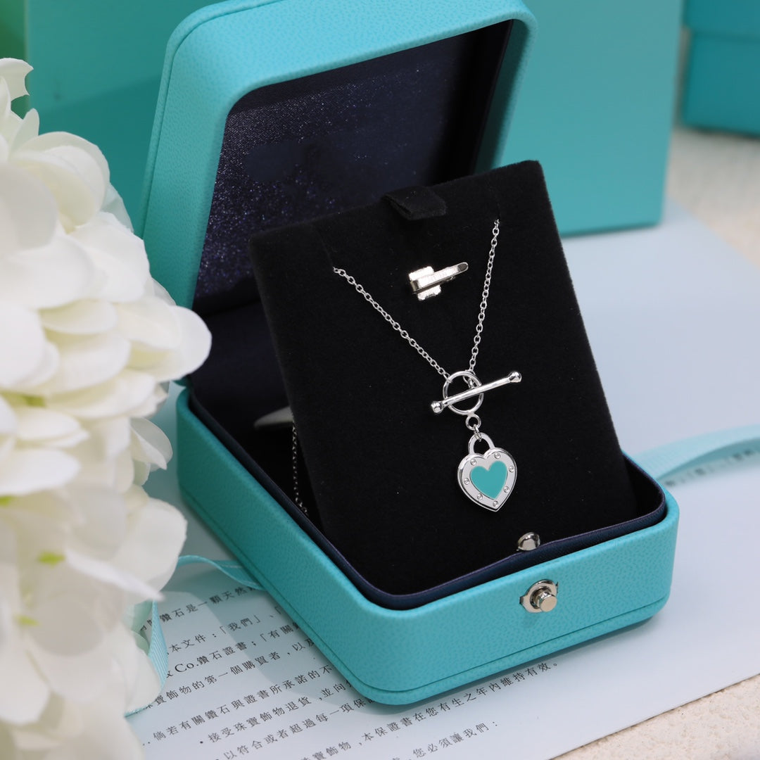 [Dawnora Jewelry]DOUBLE HEART BLUE NECKLACE