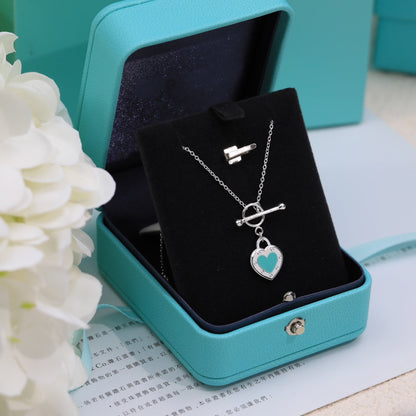 [Dawnora Jewelry]DOUBLE HEART BLUE NECKLACE