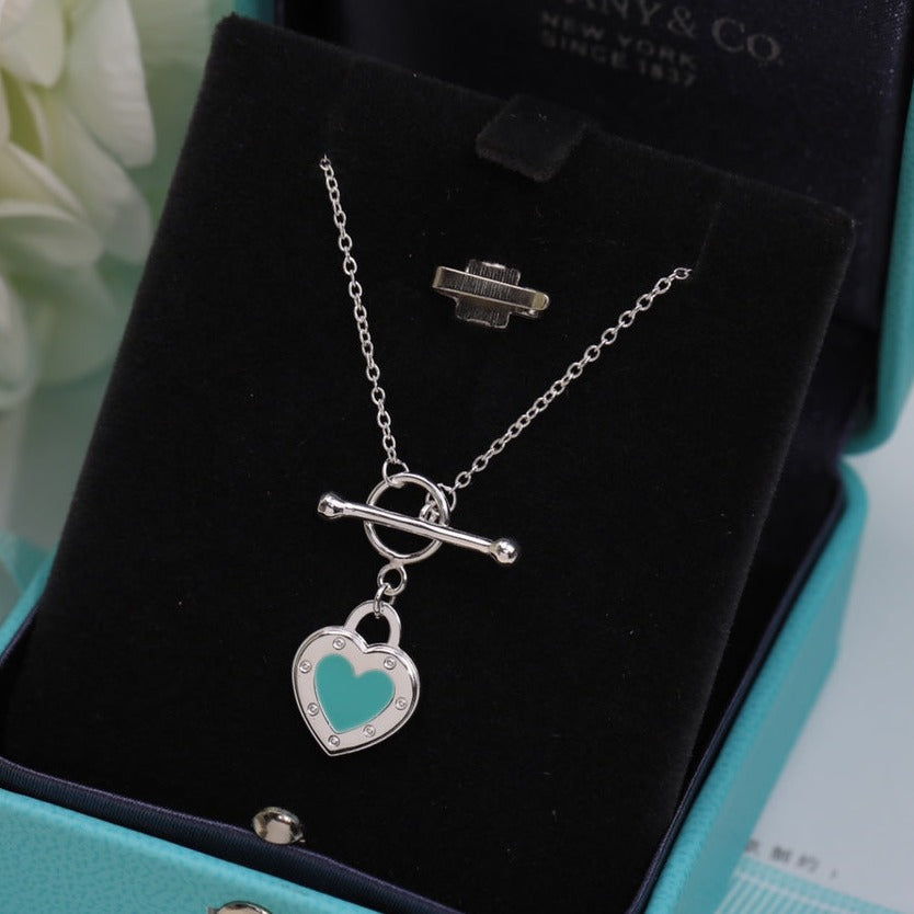 [Dawnora Jewelry]DOUBLE HEART BLUE NECKLACE
