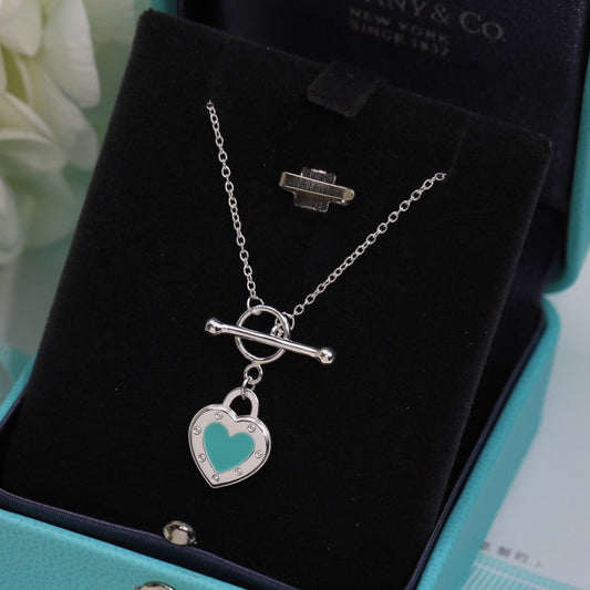 [Dawnora Jewelry]DOUBLE HEART BLUE NECKLACE