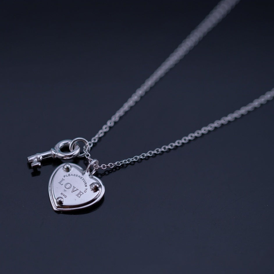 [Dawnora Jewelry]KEY AND HEART SILVER NECKLACE