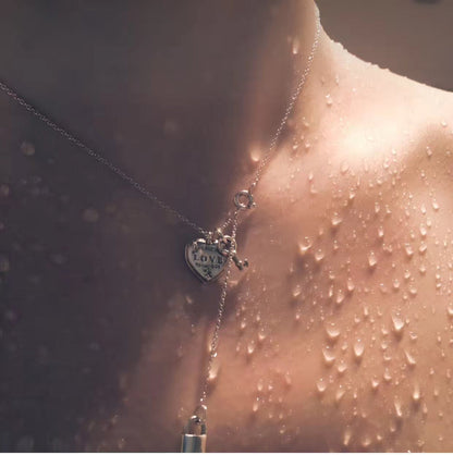 [Dawnora Jewelry]KEY AND HEART SILVER NECKLACE