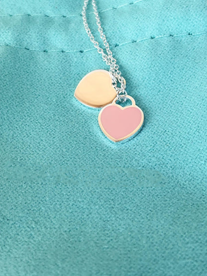 [Dawnora Jewelry]DOUBLE HEART PEDANT SILVER NECKLACE