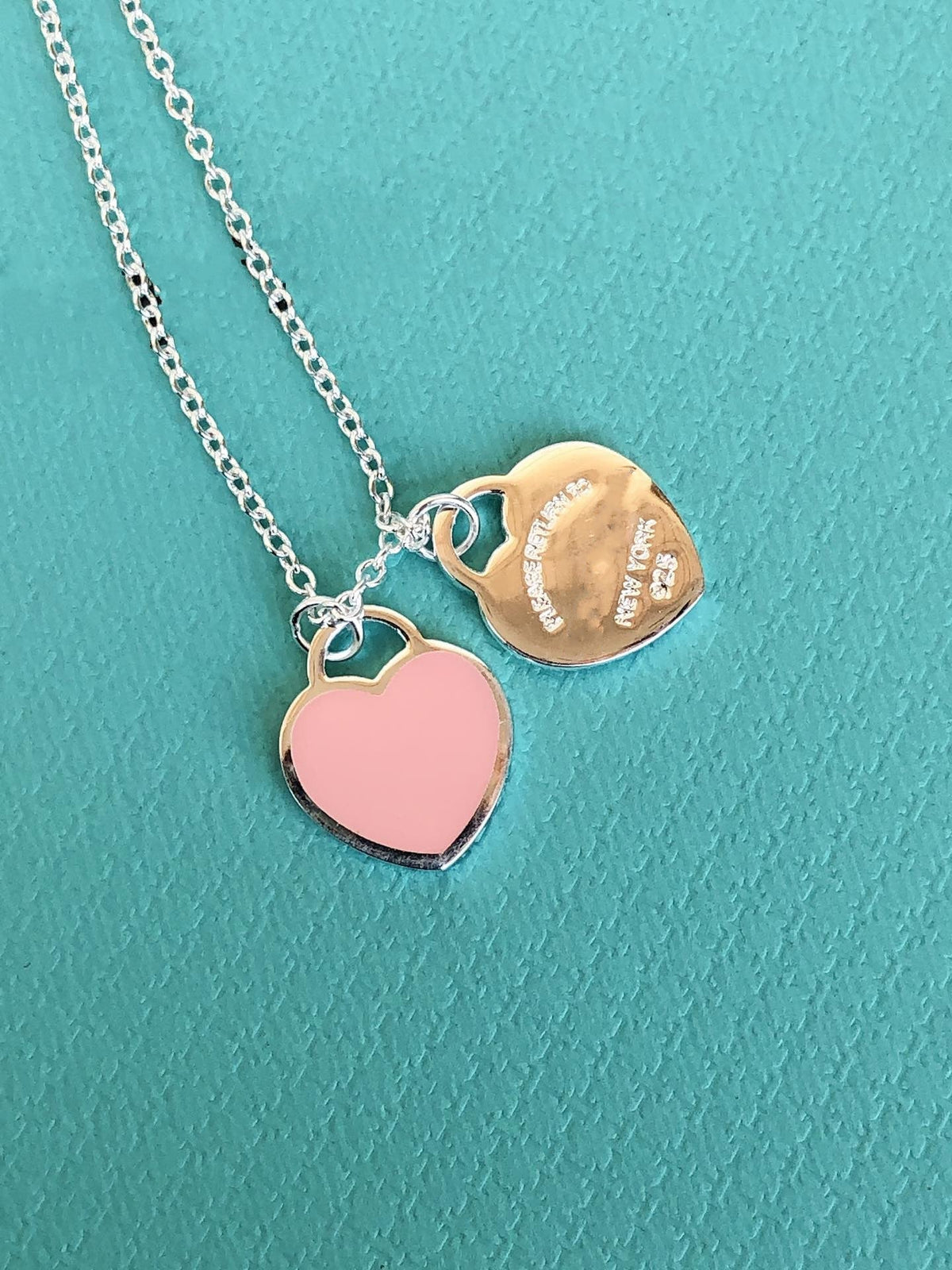 [Dawnora Jewelry]DOUBLE HEART PEDANT SILVER NECKLACE