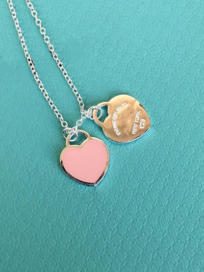 [Dawnora Jewelry]DOUBLE HEART PEDANT SILVER NECKLACE