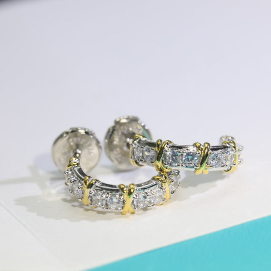[Dawnora Jewelry]TWENTY STONE HOOP GOLD EARRINGS