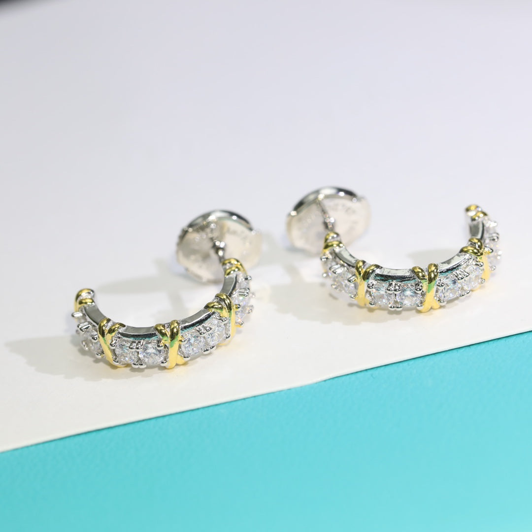 [Dawnora Jewelry]TWENTY STONE HOOP GOLD EARRINGS