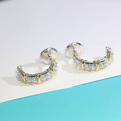 [Dawnora Jewelry]TWENTY STONE HOOP GOLD EARRINGS