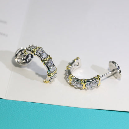 [Dawnora Jewelry]TWENTY STONE HOOP GOLD EARRINGS