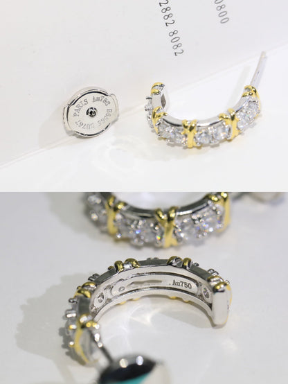 [Dawnora Jewelry]TWENTY STONE HOOP GOLD EARRINGS