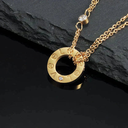 [Dawnora Jewelry]LOVE NECKLACE 16MM 2 DIAMONDS