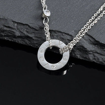[Dawnora Jewelry]LOVE NECKLACE 16MM 2 DIAMONDS