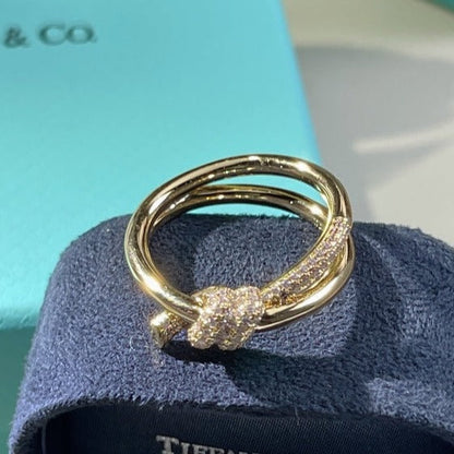 [Dawnora Jewelry]KNOT RING DOUBLE ROW GOLD DIAMOND