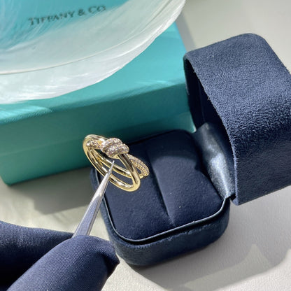 [Dawnora Jewelry]KNOT RING DOUBLE ROW GOLD DIAMOND