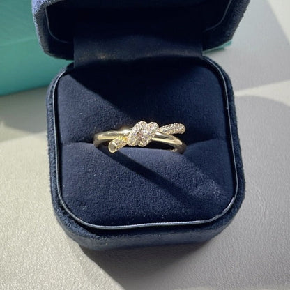 [Dawnora Jewelry]KNOT RING DOUBLE ROW GOLD DIAMOND