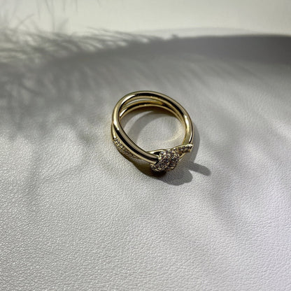 [Dawnora Jewelry]KNOT RING DOUBLE ROW GOLD DIAMOND