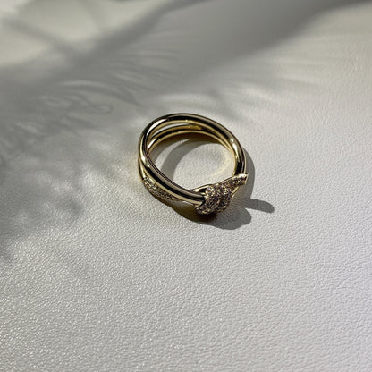 [Dawnora Jewelry]KNOT RING DOUBLE ROW GOLD DIAMOND