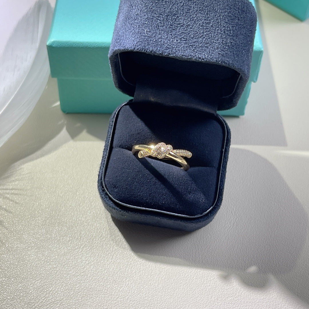 [Dawnora Jewelry]KNOT RING DOUBLE ROW GOLD DIAMOND