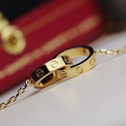 [Dawnora Jewelry]LOVE NECKLACE DOUBLE RING GOLD