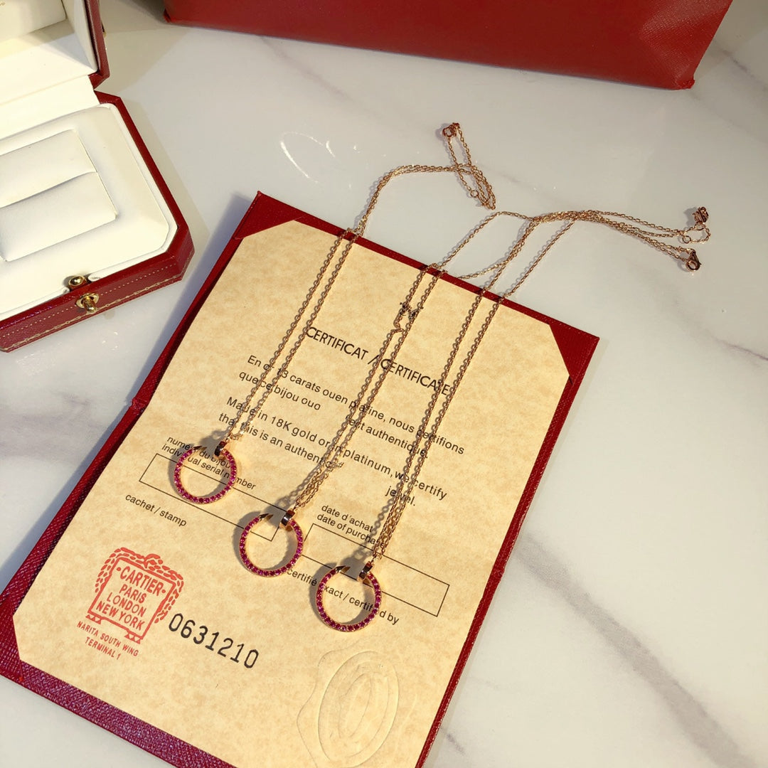 [Dawnora Jewelry]JUSTE NECKLACE RED FULL DIAMONDS