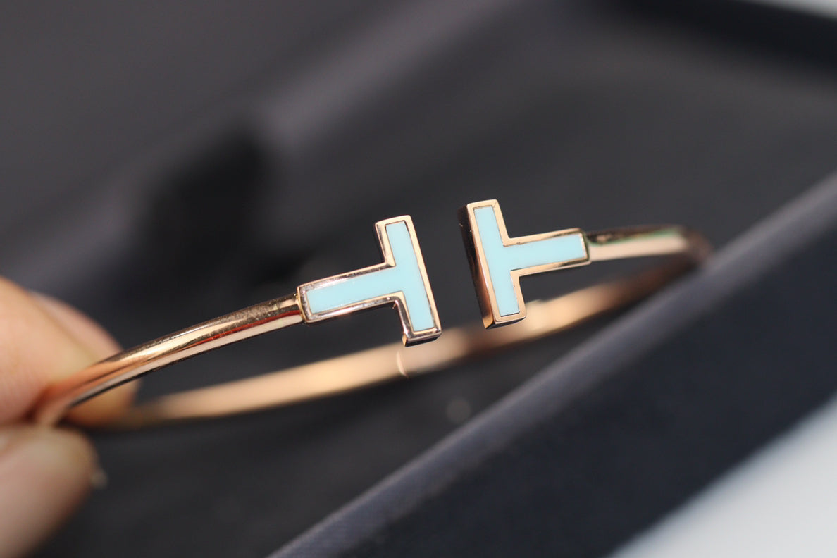 [Dawnora Jewelry]T BRACELET 1.8MM TURQUOISE PINK GOLD