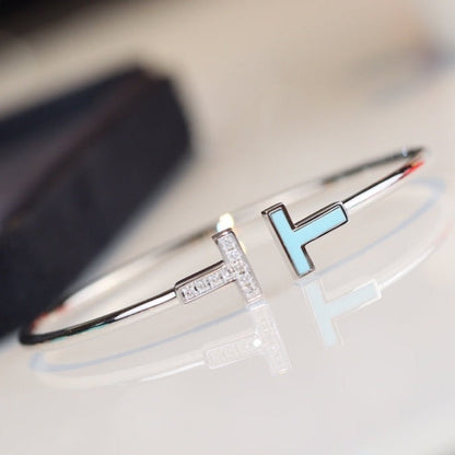 [Dawnora Jewelry]T BRACELET 1.8MM TURQUOISE DIAMOND SILVER