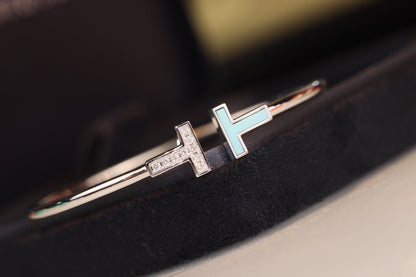 [Dawnora Jewelry]T BRACELET 1.8MM TURQUOISE DIAMOND SILVER