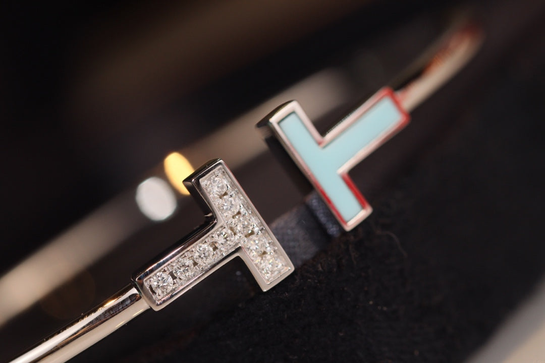 [Dawnora Jewelry]T BRACELET 1.8MM TURQUOISE DIAMOND PINK GOLD