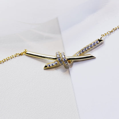 [Dawnora Jewelry]KNOT NECKLACE GOLD DIAMONDS