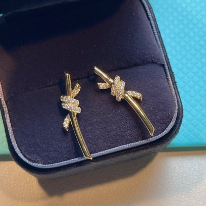 [Dawnora Jewelry]KNOT EARRINGS GOLD DIAMOND