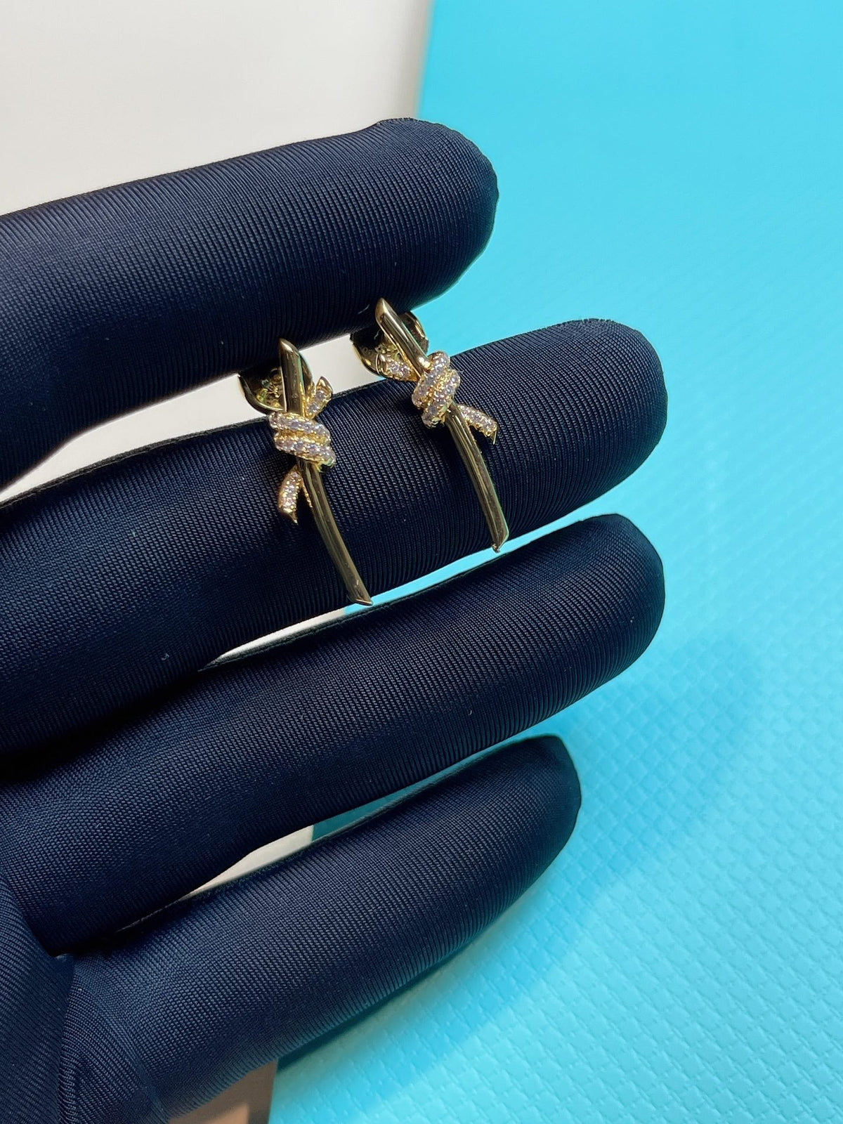 [Dawnora Jewelry]KNOT EARRINGS GOLD DIAMOND