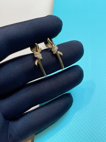 [Dawnora Jewelry]KNOT EARRINGS GOLD DIAMOND