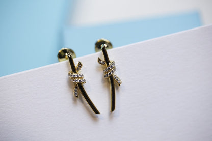 [Dawnora Jewelry]KNOT EARRINGS GOLD DIAMOND