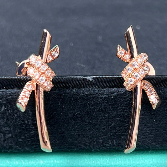 [Dawnora Jewelry]KNOT EARRINGS PINK GOLD DIAMOND