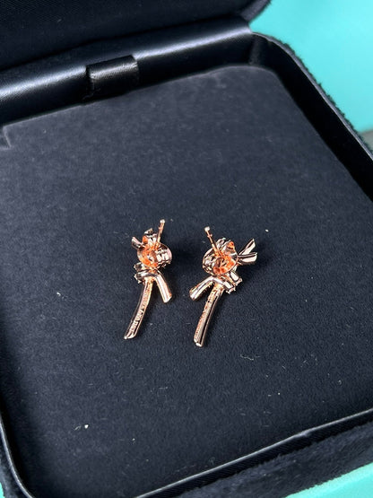 [Dawnora Jewelry]KNOT EARRINGS PINK GOLD DIAMOND