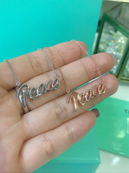 [Dawnora Jewelry]PEACE TEXT PEDANT NECKLACE