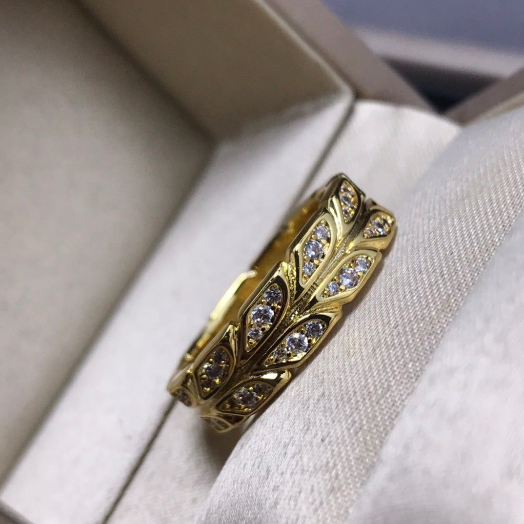 [Dawnora Jewelry]OLIVE LEAF RING DIAMONDS