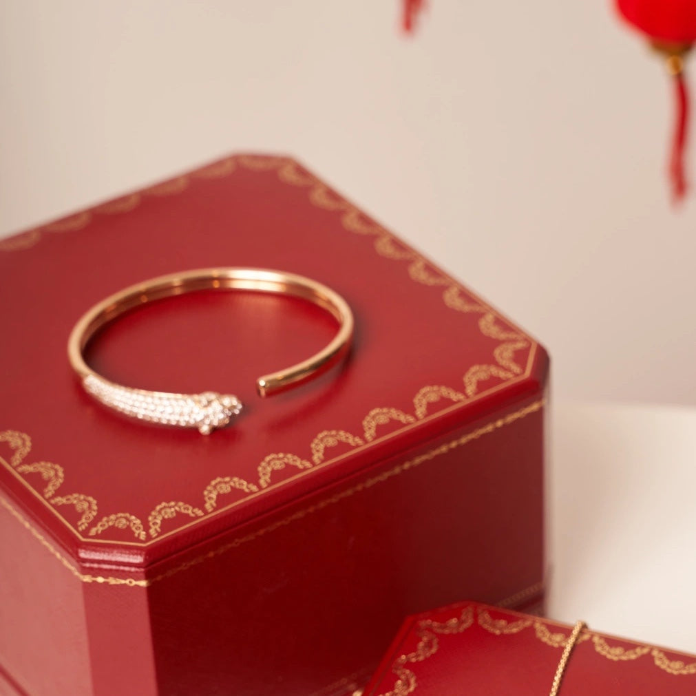 [Dawnora Jewelry]PANTHERE ROSE GOLD DIAMOND OPEN BRACELET
