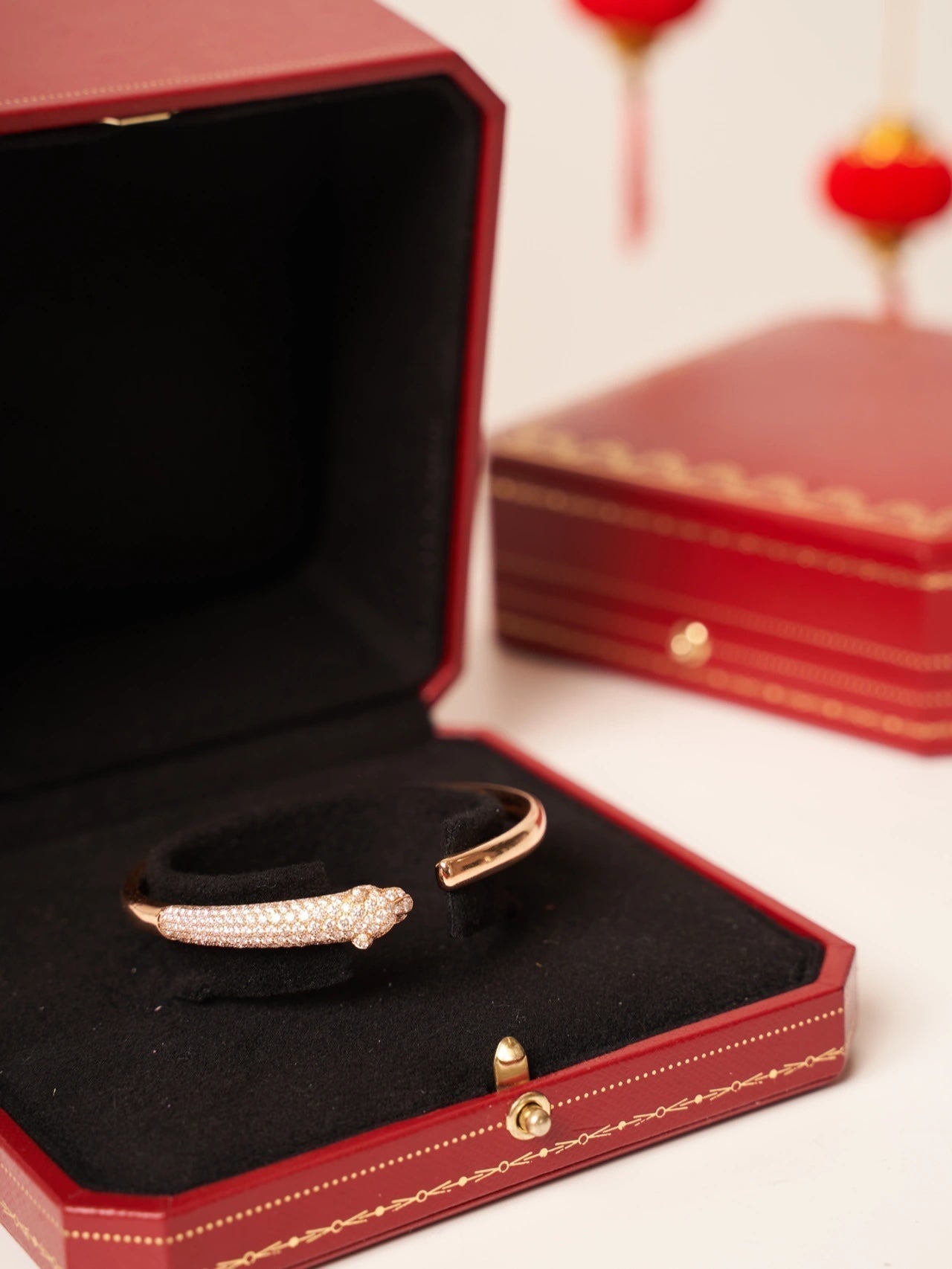 [Dawnora Jewelry]PANTHERE ROSE GOLD DIAMOND OPEN BRACELET