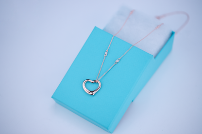 [Dawnora Jewelry]OPEN HEART PEDANT PINK GOLD NECKLACE