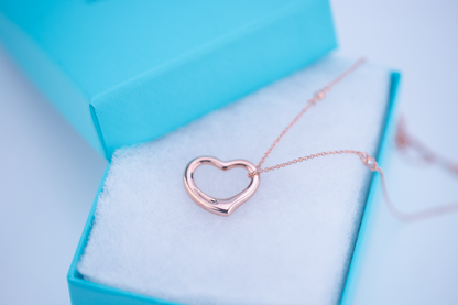 [Dawnora Jewelry]OPEN HEART PEDANT PINK GOLD NECKLACE