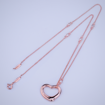 [Dawnora Jewelry]OPEN HEART PEDANT PINK GOLD NECKLACE