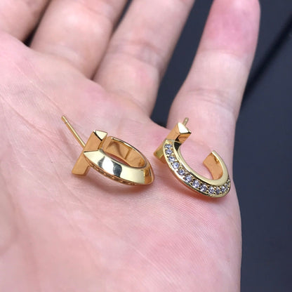 [Dawnora Jewelry]T HOOP DIAMOND EARRINGS