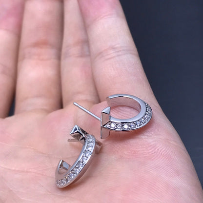 [Dawnora Jewelry]T HOOP DIAMOND EARRINGS