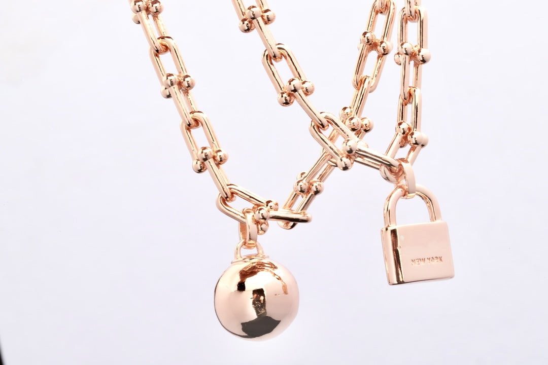 [Dawnora Jewelry]HARDWEAR PINK GOLD WRAP NECKLACE