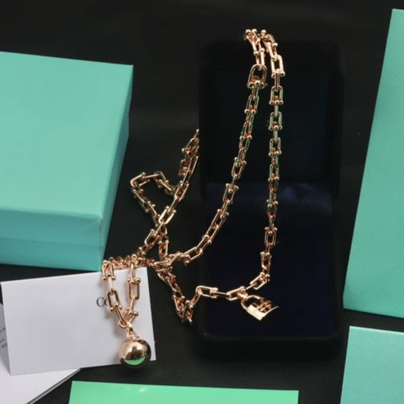 [Dawnora Jewelry]HARDWEAR PINK GOLD WRAP NECKLACE